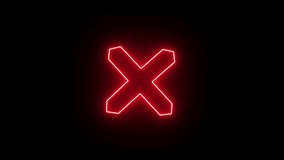 Glowing Red check mark and wrong buttons neon icon, cross X symbol icon. 4k animation video, black background. - Powered by Shutterstock - Get 15% off with code: PIKWIZARD15