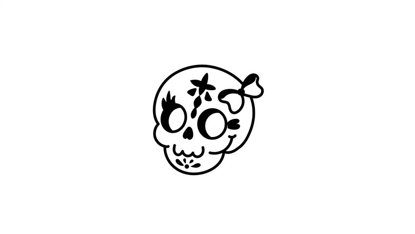 A hand drawn animated icon of sugar skull 

