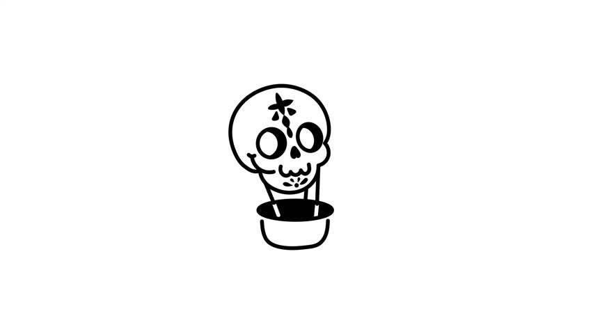Skull art animated icon in hand drawn style 
