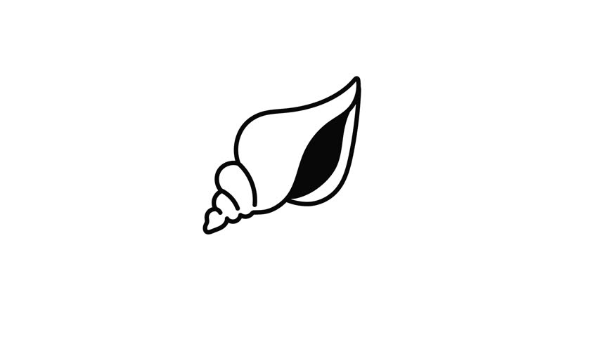 Conch shell animated icon in hand drawn style


