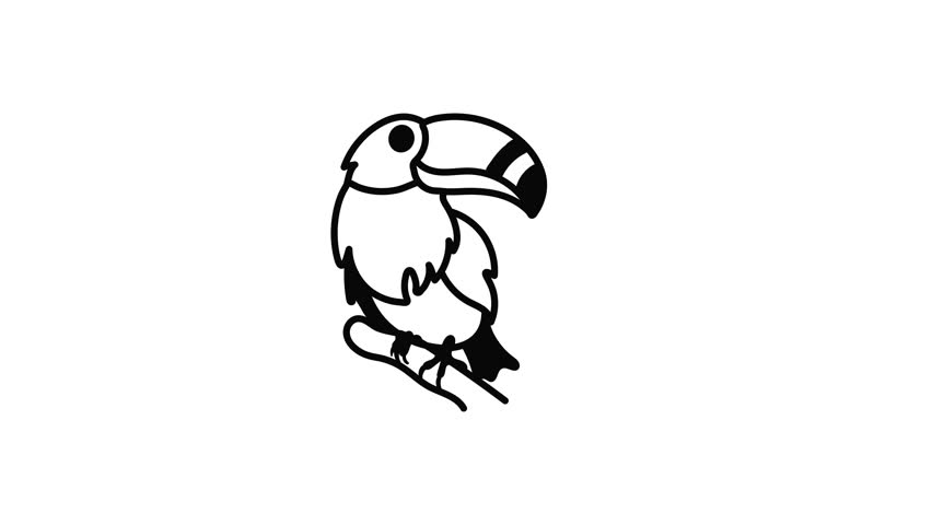 A hand drawn animated icon of toucan bird 
