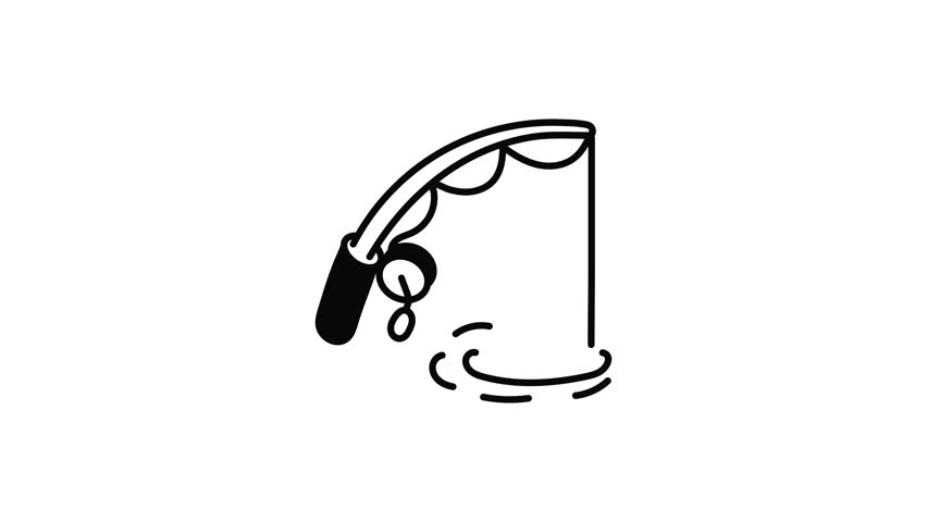 Fishing animated icon in hand drawn style

