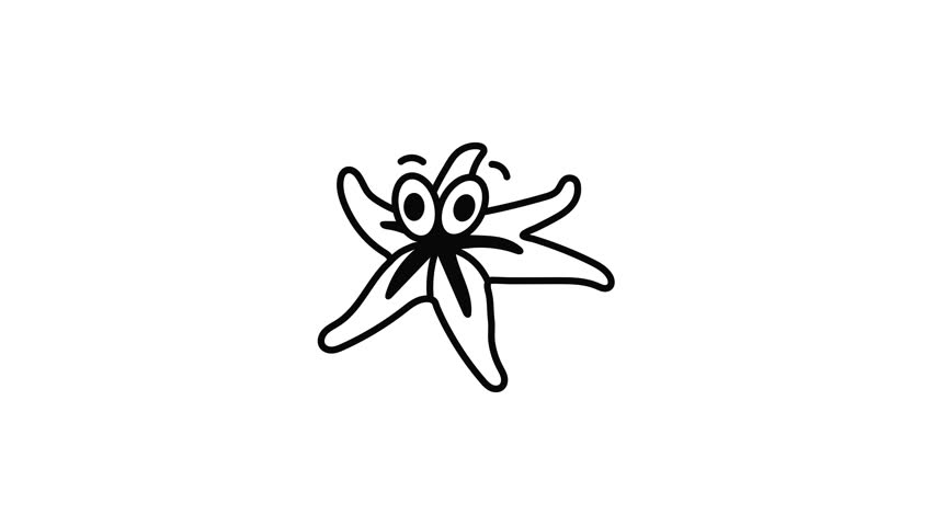 Starfish animated icon in hand drawn style 
