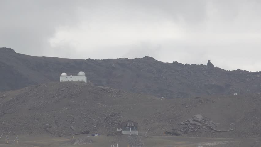 Astronomical observatory high up in Sierra Nevada mountain range, Andalucia, Spain. High quality 4k footage