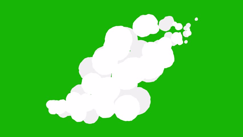 2D bike smoke motion graphics animation of cartoon smoke effect on green screen, chroma key, 4K video