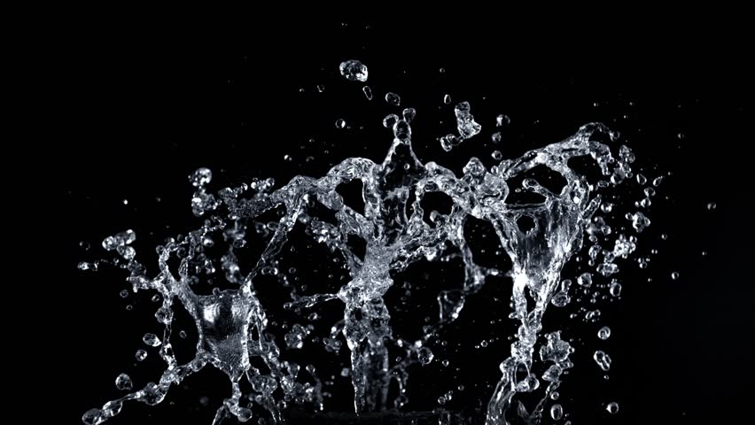 Super Slow Motion Shot of Water Splash Isolated on Black Background at 1000fps.