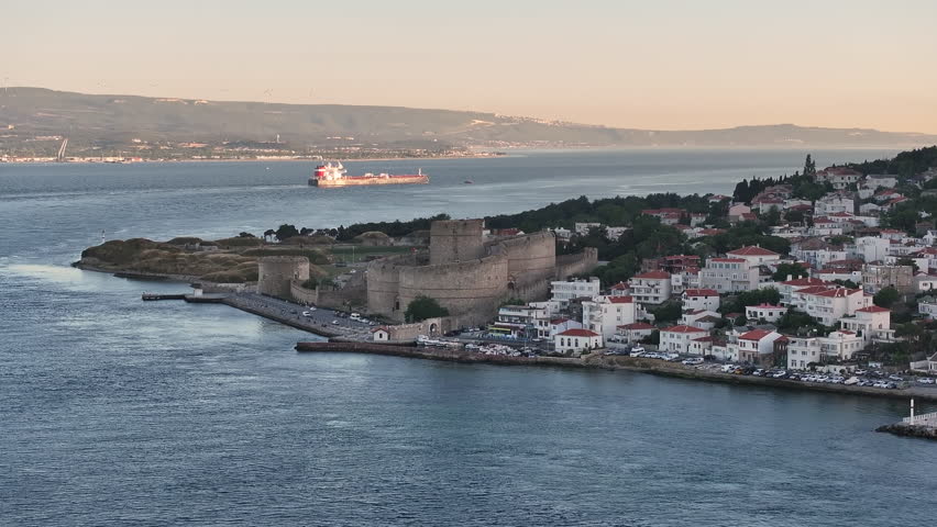 Canakkale city, drone view panorama, Turkey, oe01