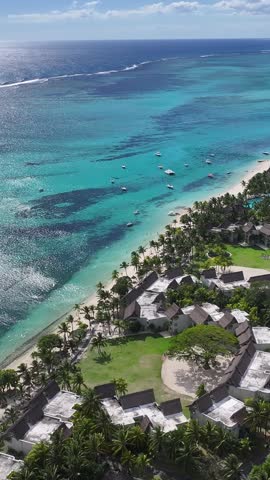 Le Morne Beach At Port Louis Mauritius Island Mauritius. Stunning Tropical Coastline Beach Scene Viewed From Above. Paradise Island Landscape Recreation Stunning. Summertime Recreation Coast.