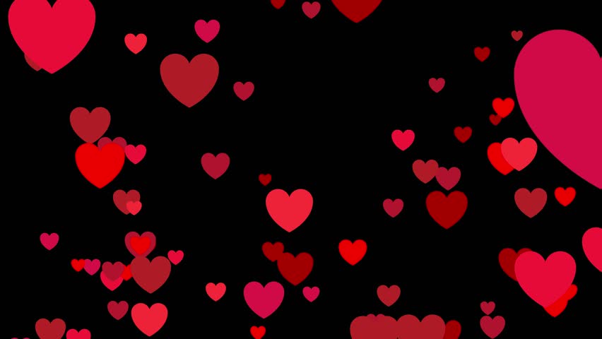 Red hearts rising on black background in 4K, dynamic animation of multiple hearts of varying sizes moving upwards, ideal for love stories, romantic videos, Valentine's Day, wedding scenes - Powered by Shutterstock - Get 15% off with code: PIKWIZARD15