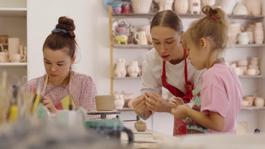 Creative pottery workshop for kids in a cozy studio setting