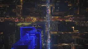 Digital overlay depicts New York City streets at night, showcasing smart city concepts and augmented reality while emphasizing technology, urban innovation and transportation - Powered by Shutterstock - Get 15% off with code: PIKWIZARD15