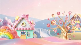 Pastel candy world with mushroom and cloud character - Powered by Shutterstock - Get 15% off with code: PIKWIZARD15