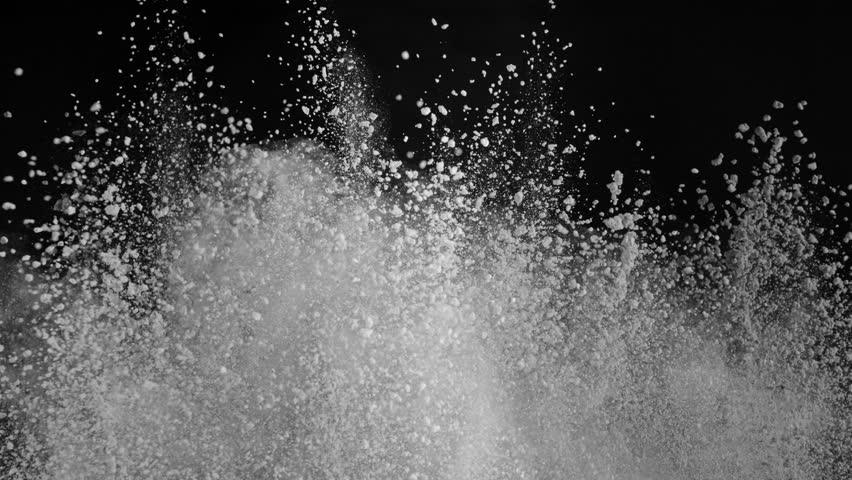 Super Slow Motion Shot of Powder Explosion Isolated on Black Background . Filmed on High Speed Cinematic Camera at 1000 fps