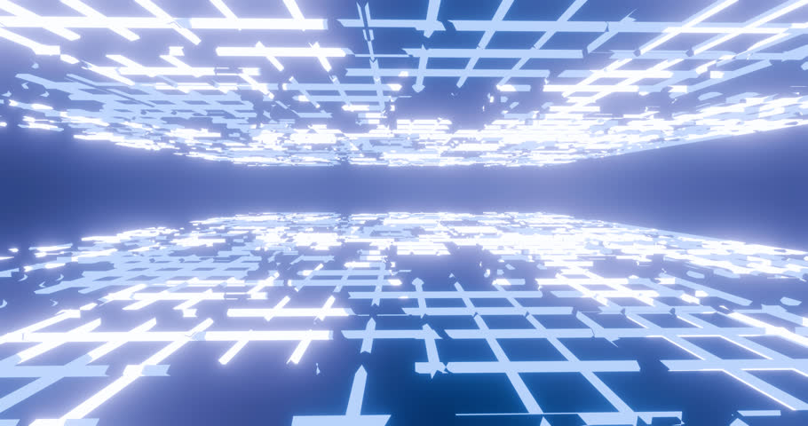 4K animation of a cyber space animation, glowing grid of data, server and network, cyber security background. Abstract animation loop. VJ sci - fi loop