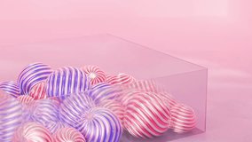 Candy Striped Spheres in Pink Box - Abstract 3D Background. 3D Illustration - Powered by Shutterstock - Get 15% off with code: PIKWIZARD15