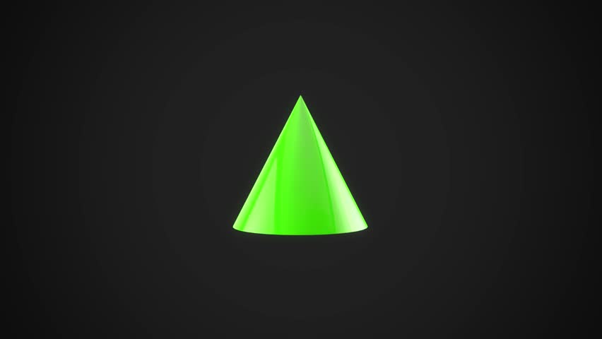 3d  green cone icon object rotated Structure icon . Abstract sign intro background, Ai in dark cyberspace background. 3D rendering backdrop