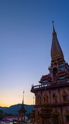 scenery blue sky above Chalong pagoda in Phuket province.
Chalong temple is the one popular landmark in phuket
blue sky scape sky sunset.travel culture concept.