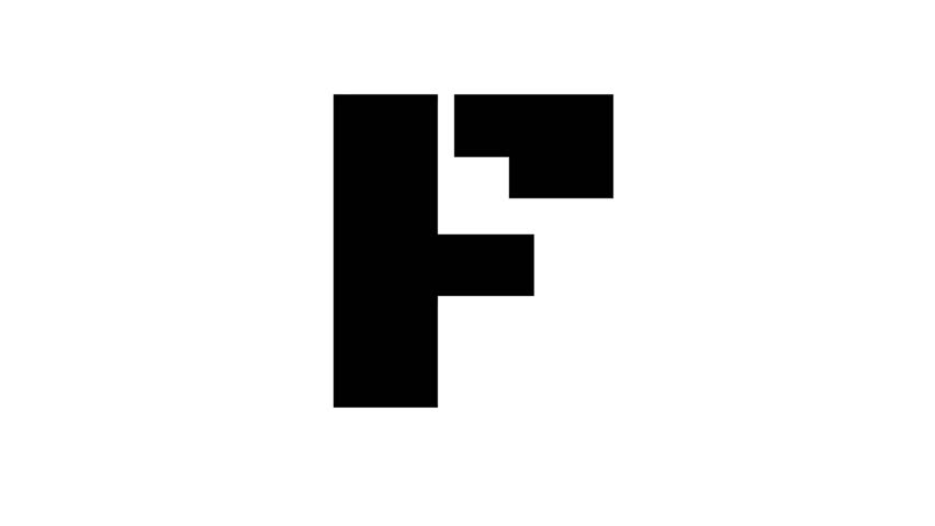 Bold alphabet black letter F slide video.