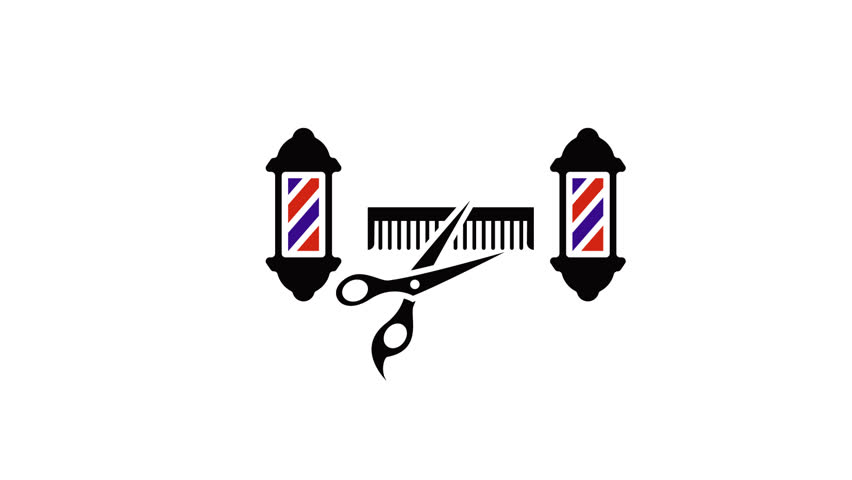 Barber icon isolated on white background. Hairdresser logo or sign. 4K video looping motion animation.