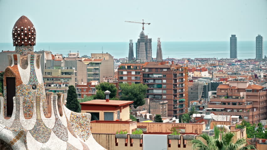 Panoramic view of Barcelona, multiple building