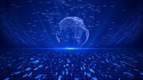 Cyber Futuristic Worldwide Business Global 3D World trade map of 5G smart deep tech space AI big data fintech web3 blockchain crypto money internet of things IOT. Speed online news Earth Security 4K - Powered by Shutterstock - Get 15% off with code: PIKWIZARD15