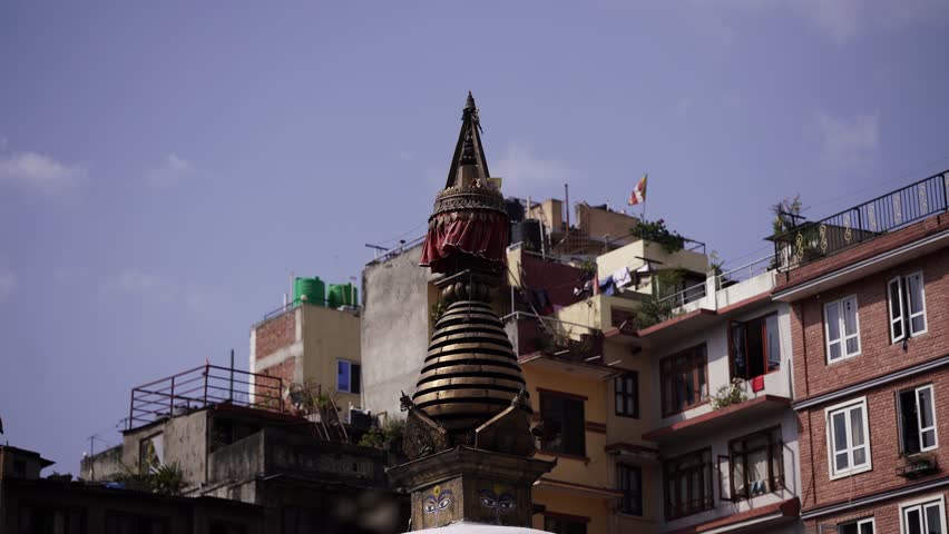 Buddha Stupa for Worship in Front of Houses, heritage of Kathmandu, Buddhism
