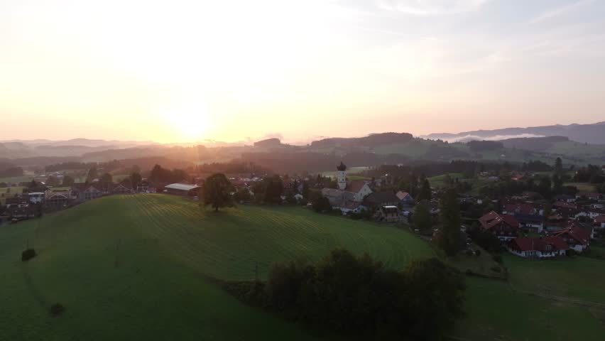 
Oberreute in Allgäu at sunrise in Bavaria in Germany