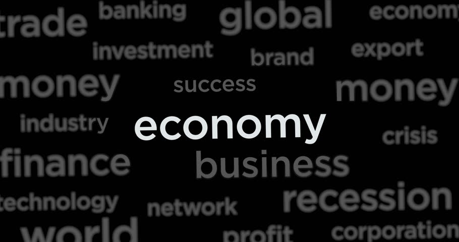 Economy business finance news titles across international web media search. Abstract concept of internet headline information on dynamic displays animation.