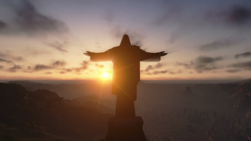 Christ the Redemeer at Sunset, Rio de Janeiro, close up