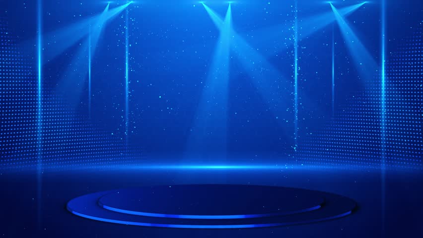 Digital High tech HUD hologram Display podium Portal stand technology cyber lines background. grid video podium Animation. Product corporate promotion. science, visual stage frame platform news studio