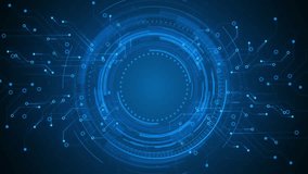 Futuristic circle HUD virtual display interface Technology animation, background for video intro, science fiction and hi-tech shapes Hologram user interface design Cyberspace. Hi Future Frame element - Powered by Shutterstock - Get 15% off with code: PIKWIZARD15