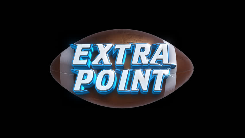 american football extra point 3d text pop in, suitable for editing and broadcasting