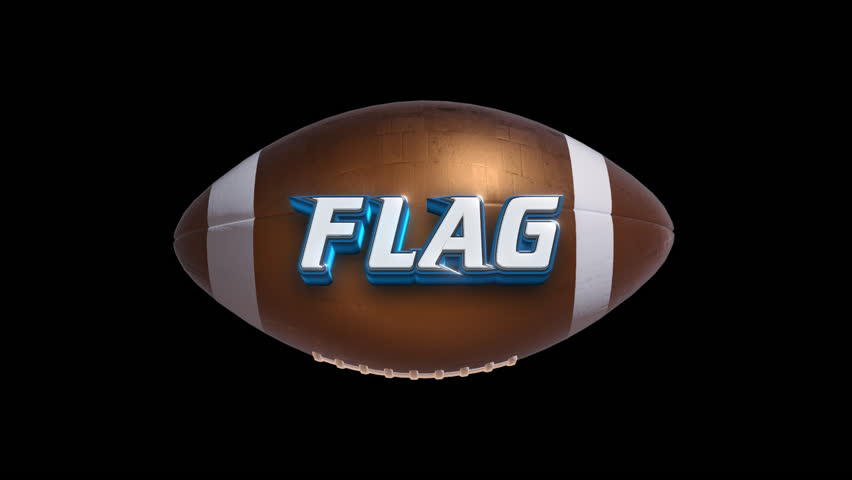 american football flag 3d text pop in, suitable for editing and broadcasting