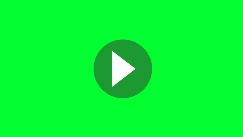 Play pause video button animation in center over a transparent background and green screen. Clicking play and stop button on computer screen animation. Play pause stop media player button.