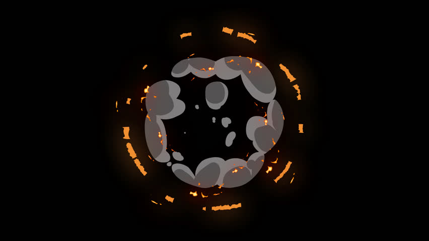 Action Combined Elements animation featuring smoke explosion accompanied by sparks in a circle