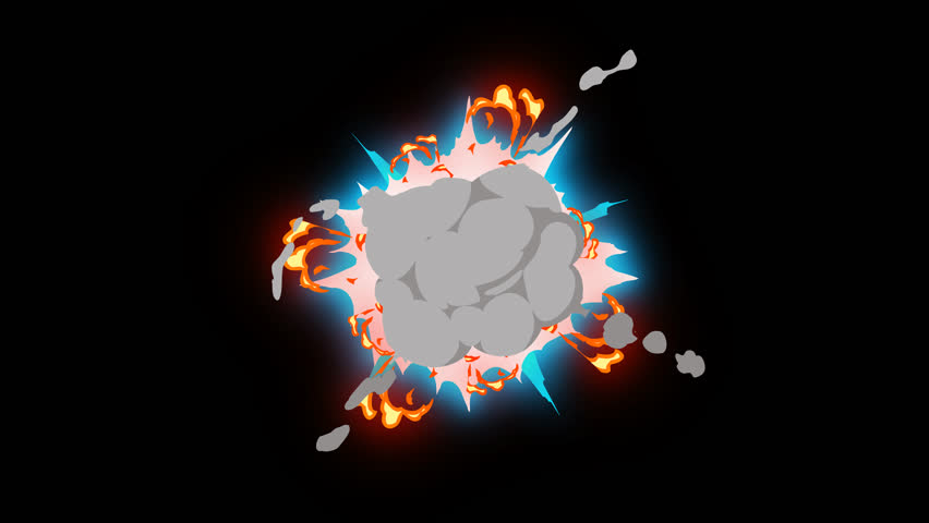 Action Combined Elements animation featuring smoke explosions accompanied by energy sparks and fire