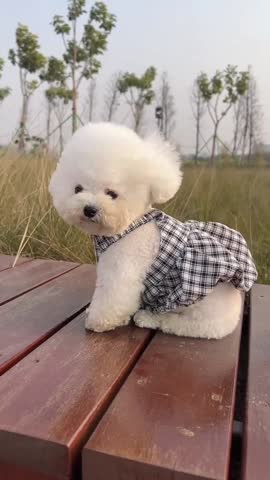 Charming White Puppy Enjoying the Outdoors.
