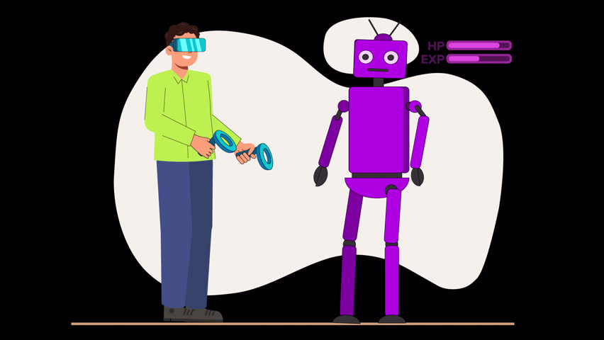 Depict the metaverse concept through flat vector animation. Characters navigate virtual spaces, engage in digital social interactions, and explore digital experiences in a sleek, minimalist design.