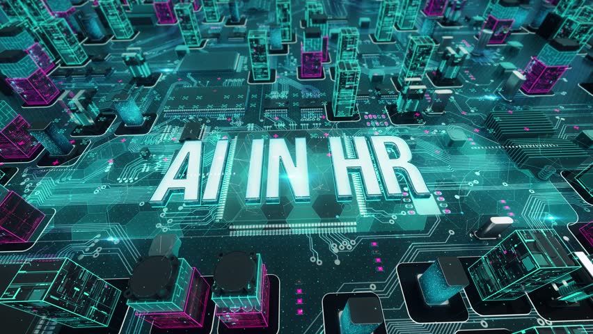AI In HR- with digital technology hitech concept. 3D Illustration