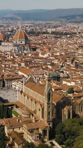 Cityscape of Florence. Vertical aerial video