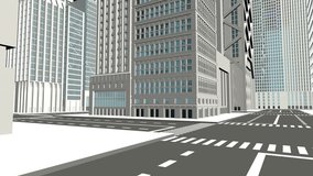 Rain of blue and red LIKE icons on the streets of a city with white buildings. 3d animation - Powered by Shutterstock - Get 15% off with code: PIKWIZARD15