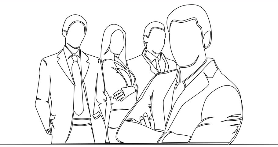 Self drawing line animation Team of business people professionals continuous one single line drawn concept video