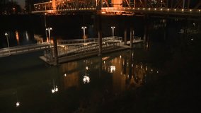 NIGHT SCENE WITH BEAUTIFUL SACRAMENTO RIVER AND GLOWING LIGHTS 1920X1080 HD STOCK VIDEO FOOTAGE 1080 HIGH DEFINITION