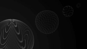 Graphic shapes of orbs. Parade of planets. Spheres on a black background. Black and white Vector circle, Monochrome different textures of balls. Round geometric figures. Isolated background loop. - Powered by Shutterstock - Get 15% off with code: PIKWIZARD15