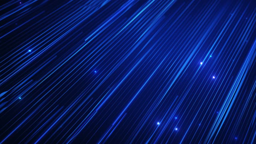 Glass blue background. Neon particles of information flying geometric slide. Dark Blue Background Glowing Lines. Blue Diagonal gradian cyan. Animation glass effect looped. Blue background. 4K, 60 fps.