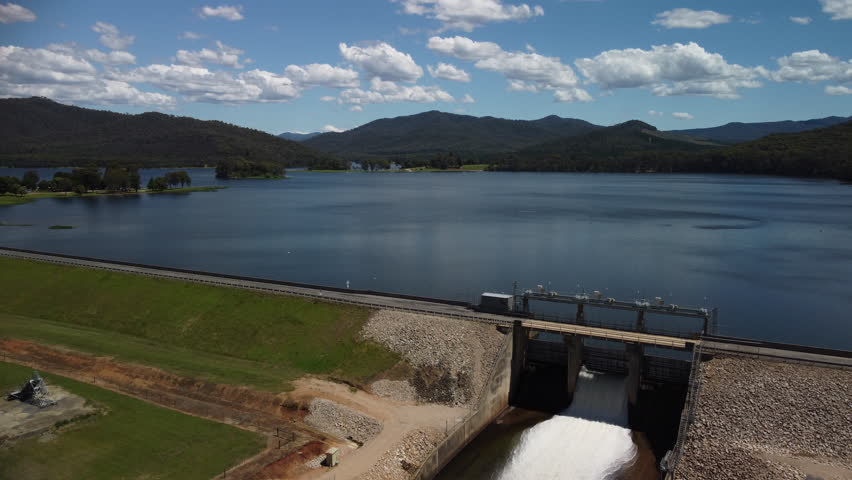 Lake Buffalo in the Alpine Region of Victoria, Australia. Aerial footage of the lake and surrounds. 