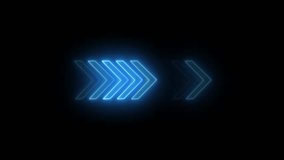 Neon arrow loading icon animation.Glowing neon arrow direction on black background. - Powered by Shutterstock - Get 15% off with code: PIKWIZARD15