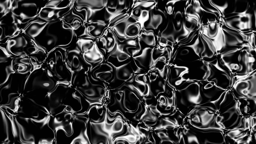 Looped animated fluid abstract texture of swirling liquid chrome dark metal with motion light effect