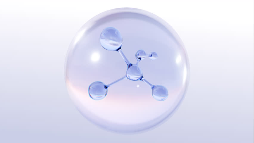 Oil droplets, serum bubbles, vitamin complete, cosmetic essence, liquid bubbles, gel bubbles, and molecules within a liquid bubble. Cosmetics liquid ball with alpha channel. loop video