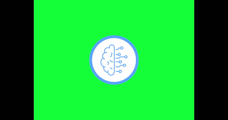 Animated icon about Digital brain. Animated Icon On Green Screen.